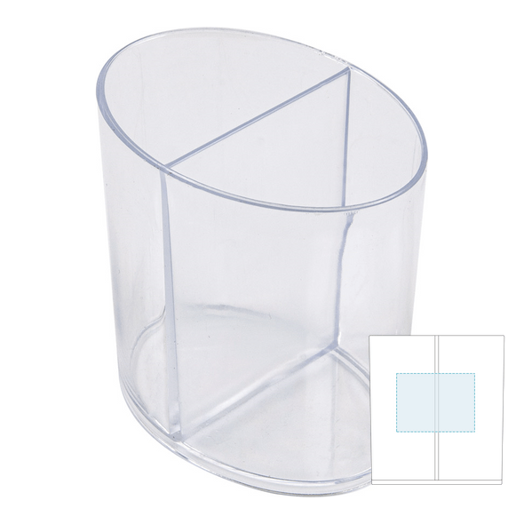 Container "Elipses" w/ 2 Compartments Transparent PS
